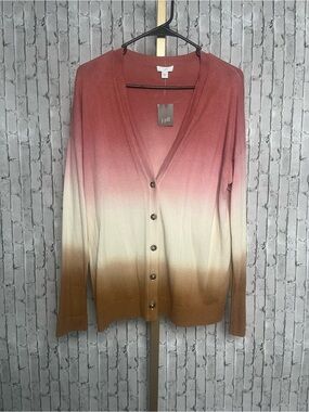 J. Jill Sunset Ombre Dip Dyed Cardigan Sweater S NWT